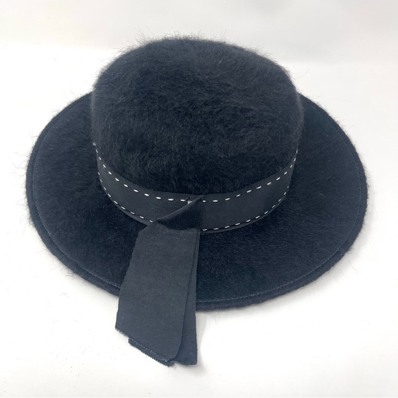 Vintage Mahara Mohair & Wool Wide Brim Hat – Union Made – Black Statement Hat - Picture 4 of 10
